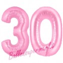 Luftballons aus Folie Zahl 30, Rosa, 100 cm mit Helium zum 30. Geburtstag