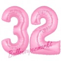 Luftballons aus Folie Zahl 32, Rosa, 100 cm mit Helium zum 32. Geburtstag