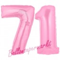 Luftballons aus Folie Zahl 71, Rosa, 100 cm mit Helium zum 71. Geburtstag