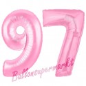 Luftballons aus Folie Zahl 97, Rosa, 100 cm mit Helium zum 97. Geburtstag