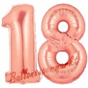 Luftballons aus Folie Zahl 18, Rosegold, 100 cm mit Helium zum 18. Geburtstag