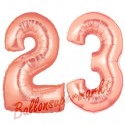 Luftballons aus Folie Zahl 23, Rosegold, 100 cm mit Helium zum 23. Geburtstag