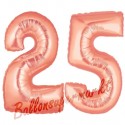 Luftballons aus Folie Zahl 25, Rosegold, 100 cm mit Helium zum 25. Geburtstag