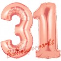 Luftballons aus Folie Zahl 31, Rosegold, 100 cm mit Helium zum 31. Geburtstag