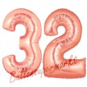 Luftballons aus Folie Zahl 32, Rosegold, 100 cm mit Helium zum 32. Geburtstag