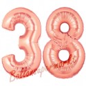 Luftballons aus Folie Zahl 38 Rosegold, 100 cm mit Helium zum 38. Geburtstag