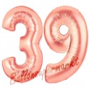 Luftballons aus Folie Zahl 39 Rosegold, 100 cm mit Helium zum 39. Geburtstag