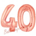 Luftballons aus Folie Zahl 40, Rosegold, 100 cm mit Helium zum 40. Geburtstag