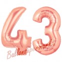 Luftballons aus Folie Zahl 43 Rosegold, 100 cm mit Helium zum 43. Geburtstag