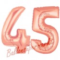 Luftballons aus Folie Zahl 45 Rosegold, 100 cm mit Helium zum 45. Geburtstag