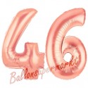 Luftballons aus Folie Zahl 46 Rosegold, 100 cm mit Helium zum 46. Geburtstag