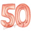 Luftballons aus Folie Zahl 50, Rosegold, 100 cm mit Helium zum 50. Geburtstag