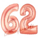 Luftballons aus Folie Zahl 62 Rosegold, 100 cm mit Helium zum 62. Geburtstag