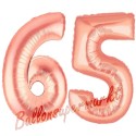 Luftballons aus Folie Zahl 65 Rosegold, 100 cm mit Helium zum 65. Geburtstag