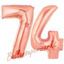 Luftballons aus Folie Zahl 74 Rosegold, 100 cm mit Helium zum 74. Geburtstag