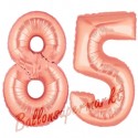 Luftballons aus Folie Zahl 85, Rosegold, 100 cm mit Helium zum 85. Geburtstag