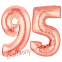 Luftballons aus Folie Zahl 95, Rosegold, 100 cm mit Helium zum 95. Geburtstag