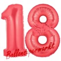 Luftballons aus Folie Zahl 18, Rot, 100 cm mit Helium zum 18. Geburtstag