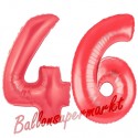Luftballons aus Folie Zahl 46, Rot, 100 cm mit Helium zum 46. Geburtstag