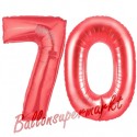 Luftballons aus Folie Zahl 70, Rot, 100 cm mit Helium zum 70. Geburtstag