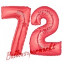 Luftballons aus Folie Zahl 72, Rot, 100 cm mit Helium zum 72. Geburtstag