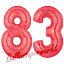 Luftballons aus Folie Zahl 83, Rot, 100 cm mit Helium zum 83. Geburtstag