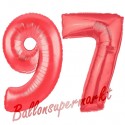 Luftballons aus Folie Zahl 97, Rot, 100 cm mit Helium zum 97. Geburtstag