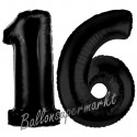 Luftballons aus Folie Zahl 16, Schwarz, 100 cm mit Helium zum 16. Geburtstag