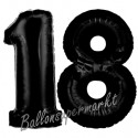 Luftballons aus Folie Zahl 18, Schwarz, 100 cm mit Helium zum 18. Geburtstag