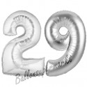 Luftballons aus Folie Zahl 29, Silber, 100 cm mit Helium zum 29. Geburtstag