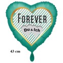Forever - Du & Ich. Herzluftballon aus Folie, Satin, Jade-Grün, 43 cm