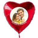 Großer Fotoballon in Herzform mit Hochzeitspaar, personalisiert, mit Namen der Brautleute. Inklusive Helium