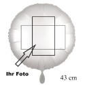 Fotoballon, weißer Rundluftballon aus Folie mit Ihrem Foto. Ohne Helium