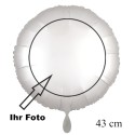 Fotoballon, weißer Rundluftballon aus Folie mit Ihrem Foto in Rundform. Ohne Helium