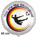 Fußball. Sport. You are the Champion! Rundluftballon aus Folie, satin-weiss, 45 cm, inklusive Helium-Ballongas
