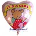 Geburt und Taufe Luftballon, Mädchen-Girl, Folienballon mit Ballongas