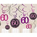 Geburtstag Dekoration, Swirls Pink Celebration 60