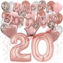 Happy Birthday Dream Rose Gold, Geburtstagsdeko-Set mit Luftballons zum 20. Geburtstag, 42-teilig