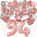 Happy Birthday Dream Rose Gold, Geburtstagsdeko-Set mit Luftballons zum 94. Geburtstag, 42-teilig