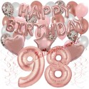 Happy Birthday Dream Rose Gold, Geburtstagsdeko-Set mit Luftballons zum 98. Geburtstag, 42-teilig