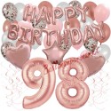 Happy Birthday Dream Rose Gold, Geburtstagsdeko-Set mit Luftballons zum 98. Geburtstag, 42-teilig