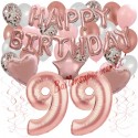 Happy Birthday Dream Rose Gold, Geburtstagsdeko-Set mit Luftballons zum 99. Geburtstag, 42-teilig
