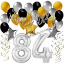 Geburtstagsdeko-Set mit Luftballons, Happy Birthday Glamour zum 84. Geburtstag, 34-teilig