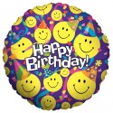 Geburtstags-Luftballon Happy Birthday mit Smiley Party, ohne Helium