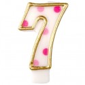 Zahlenkerze Pink Dots 7, Kerze zu Geburtstag und Jubiläum