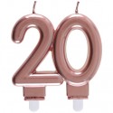 Zahlenkerze Rosegold 20, Kerzen zum 20. Geburtstag und Jubiläum