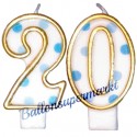 Zahlenkerzen Blue Dots 20, Kerzen zum 20. Geburtstag und Jubiläum