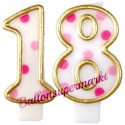 Zahlenkerzen Pink Dots 18, Kerzen zum 18. Geburtstag und Jubiläum