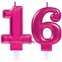 Zahlenkerzen Pink Celebration 16, Kerzen zu Geburtstag und Jubiläum