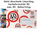 Großer Geld-Geschenk-Umschlag zum 40. Geburtstag